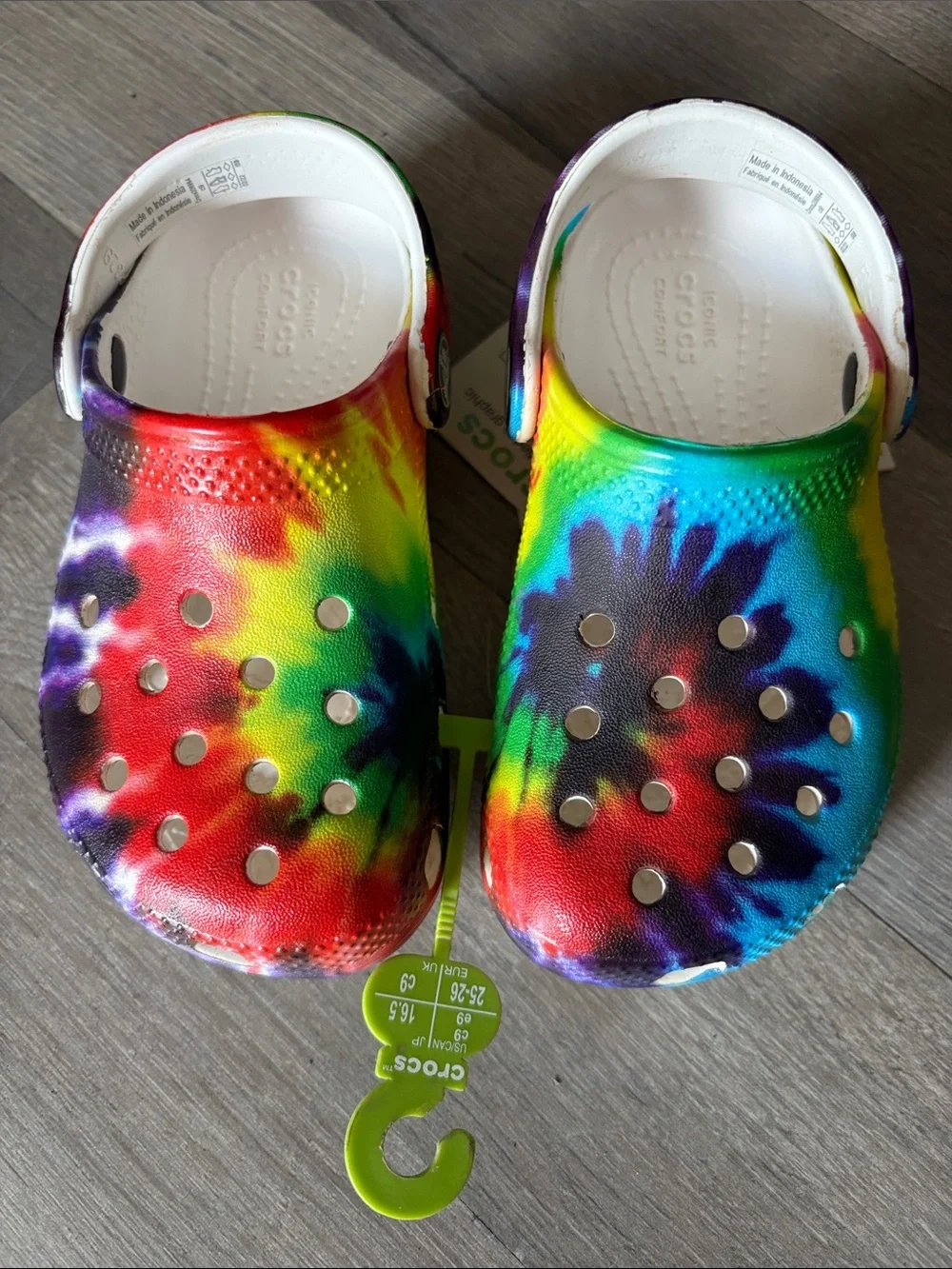 CROCS Kids Tie-Dye Slip-On Clogs in Rainbow